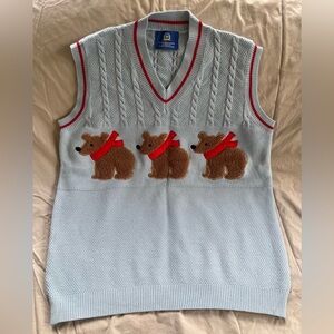 Baby Blue Aelfric Eden Sweatervest with Bears. Men’s Size M.